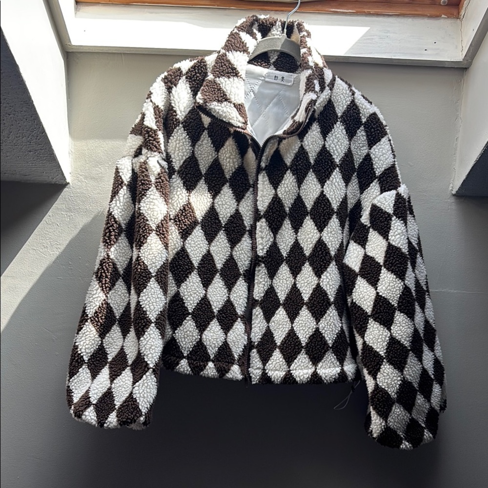Cozy Brown and White Bomber Jacket